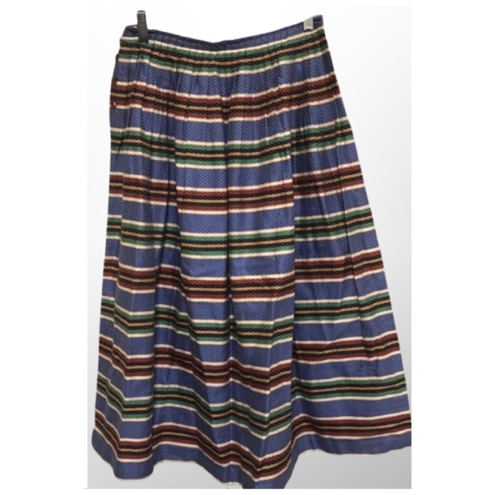 Boho Festival Midi Skirt Striped Pleated S/M
